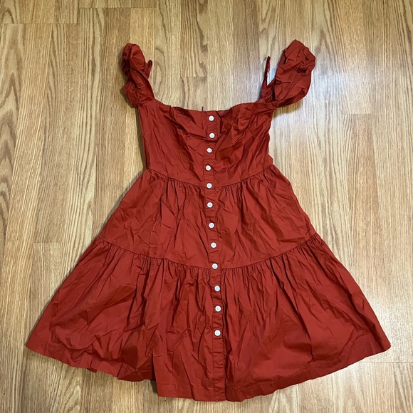 Staud Elio Cotton Minidress in Orange Size 6 - Picture 2 of 10